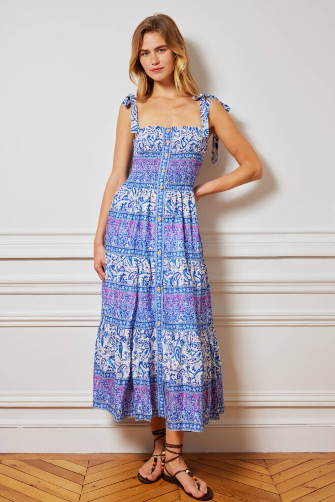 Sharma Smocked Midi Dress